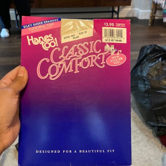 Vintage 90s Hanes pearl sz EF plus size control top pantyhose deadstock - Picture 1 of 3